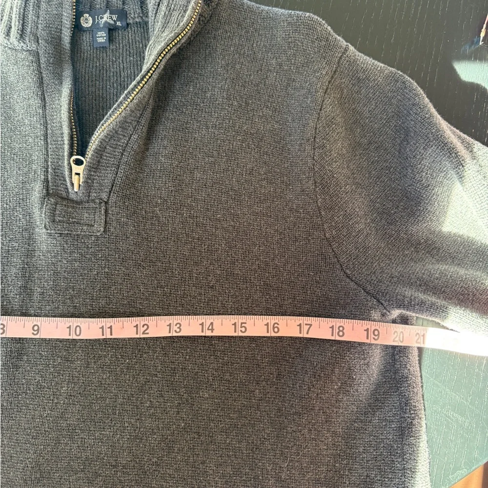 J.Crew Gray 1/4 Zip Mock Ribbed Neck 100% Cotton Sweater Size XL